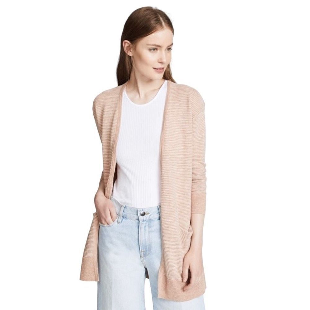 Madewell XXS Ryder Striped Open Longline Cardigan Blush Pink